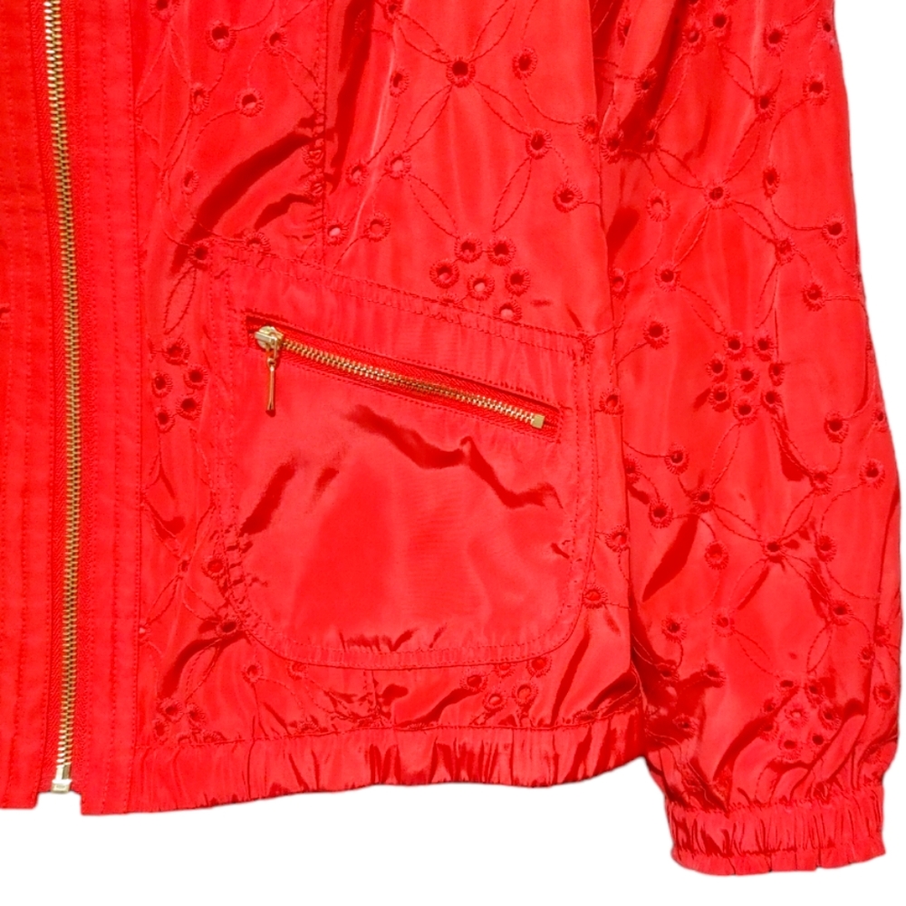 Chico's Zenergy Orange  Amelia All-Over Eyelet Jacket Women's Size Extra Large 3 - Picture 7 of 13